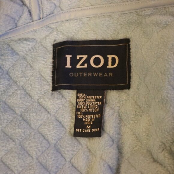 Izod Blue Quilted Fleece Jacket, Zip-up coat, Size M - Picture 7 of 8